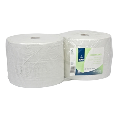 773005: Maxi Multirol - tissu recyclé - 2 plis - 555 m x 25 cm - BLANC - 2 rouleaux