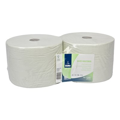 773006: Maxi Multirol - tissu pur - 1 pli - 1000 m x 23 cm - BLANC - 2 rouleaux