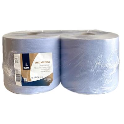 773106: Maxi Multirol - tissu recyclé - 2 plis - 370 m x 23.6 cm - BLEU - 2 rouleaux
